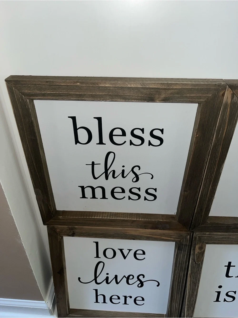 Wood Frame Inspirational Wall Art Set - White/Black